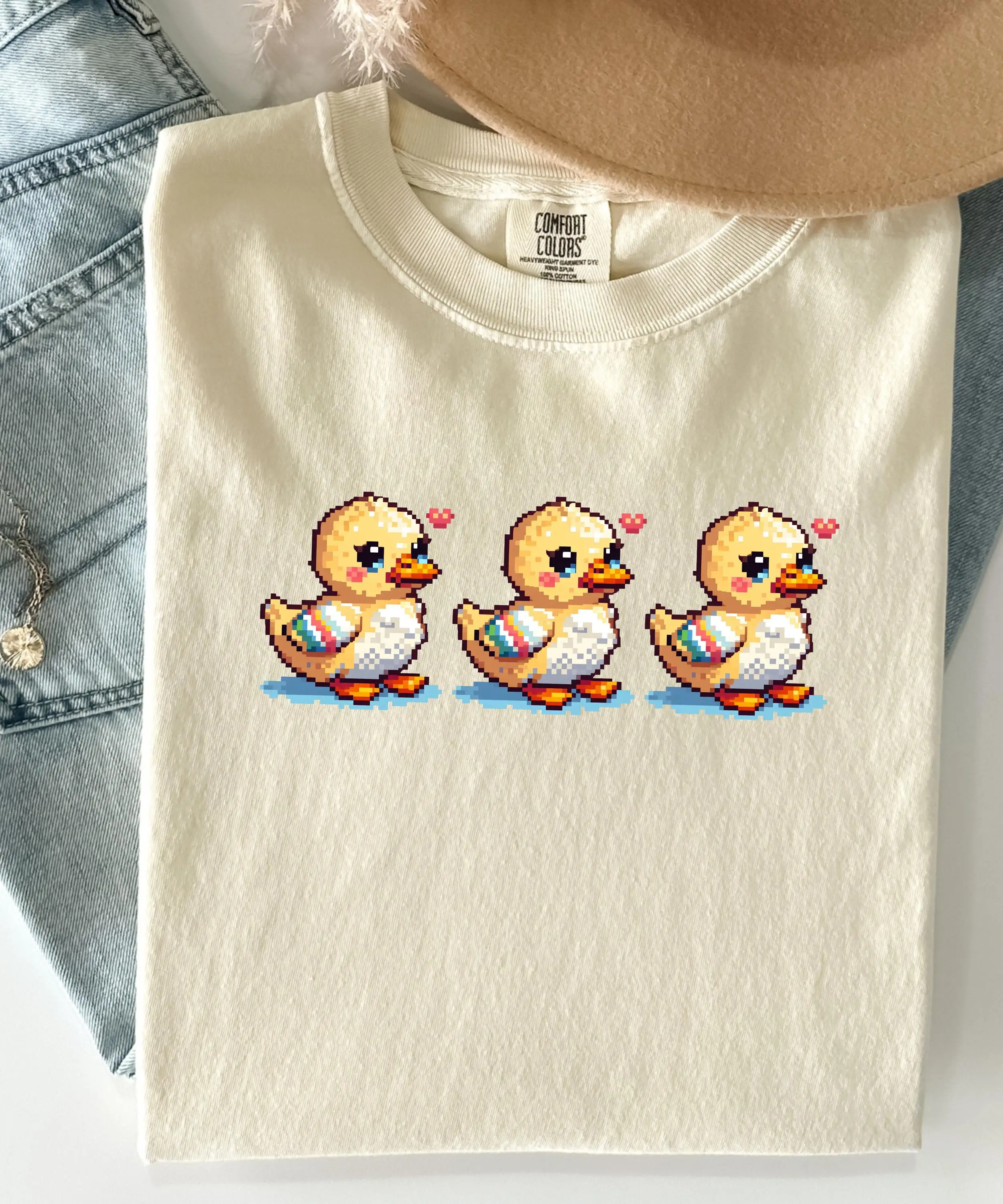 Retro Gaming T Shirt - Piksel Sevimli Ördekler Tişört Retro Oyun